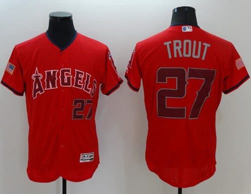 Angels Of Anaheim #27 Mike Trout Red Fashion Stars Stripes Flexbase Authentic Stitched Jersey