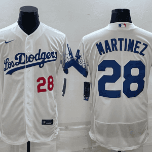 Los Angeles Dodgers #28 J.D. Martinez White City Connect Flex Base Stitched Jersey