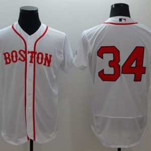 Red Sox #34 David Ortiz White Flexbase Authentic Collection Alternate Home Stitched Jersey