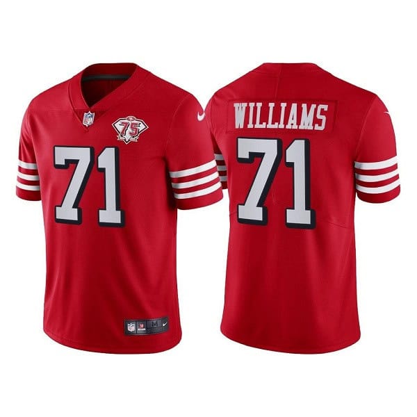 San Francisco 49ers #71 Trent Williams Red 75th Anniversary Vapor Untouchable Limited Stitched Jersey
