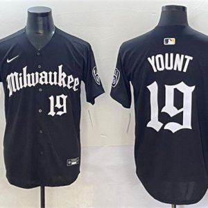 Milwaukee Brewers #19 Robin Yount Black 'Gothic 414 Shadows Edition' Vapor Premier Limited Stitched Jersey