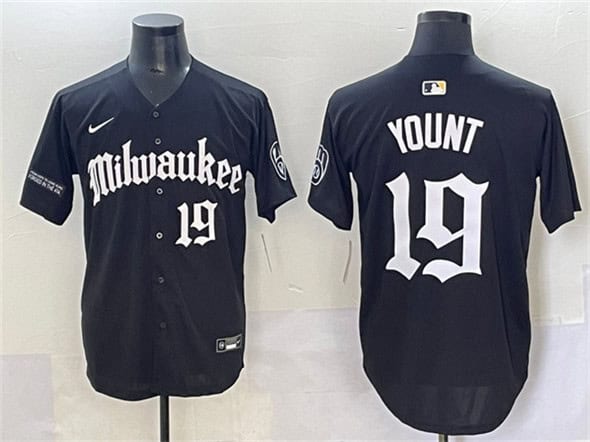 Milwaukee Brewers #19 Robin Yount Black 'Gothic 414 Shadows Edition' Vapor Premier Limited Stitched Jersey