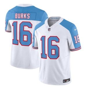Tennessee Titans #16 Treylon Burks White Blue 2023 F.U.S.E. Vapor Limited Throwback Stitched Jersey