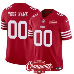 San Francisco 49ers Custom Red 2023 F.U.S.E. NFC West Champions Patch Stitched Jersey