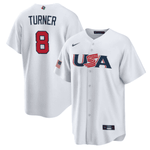USA #8 Trea Turner 2023 White World Classic Stitched Jersey