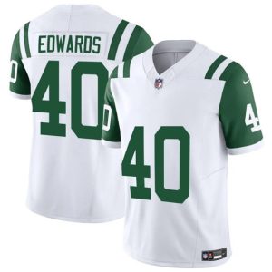 New York Jets #40 Donovan Edwards White 2025 F.U.S.E. Classic Alternate Vapor Untouchable Limited Football Stitched Jersey