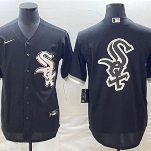 Chicago White Sox Black Team Big Logo Cool Base Stitched Jersey