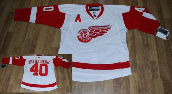 Red Wings #40 Henrik Zetterberg Stitched White Jersey