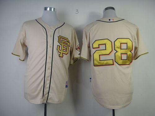 Giants #28 Buster Posey Cream Gold No. Stitched Jersey