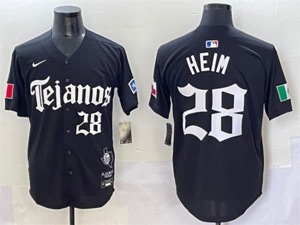 Texas Rangers #28 Jonah Heim Black Gothic Mexico 2025 Vapor Premier Limited Stitched Jersey