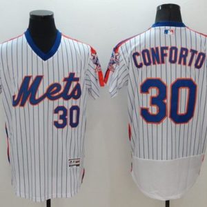 Mets #30 Michael Conforto White(Blue Strip) Flexbase Authentic Collection Alternate Stitched Jersey