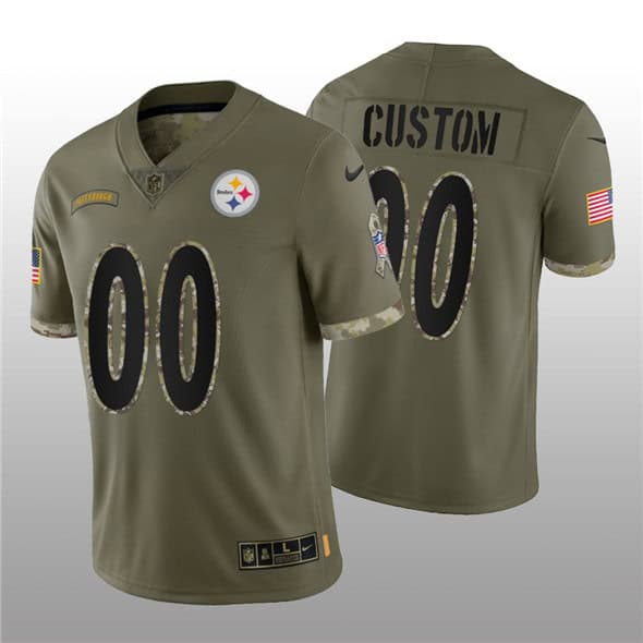 Pittsburgh Steelers Customized Custom 2022 Olive Salute To Service Limited Stitched Jersey