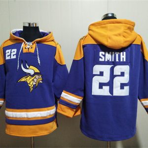 Minnesota Vikings #22 Harrison Smith Purple Yellow Ageless Must-Have Lace-Up Pullover Hoodie