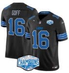 Detroit Lions #16 Jared Goff Black 2024 NFC North Champions F.U.S.E. Vapor Limited Stitched Jersey