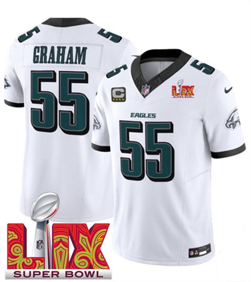 Philadelphia Eagles #55 Brandon Graham White 2025 Super Bowl LIX Patch Vapor Untouchable Limited Stitched Jersey