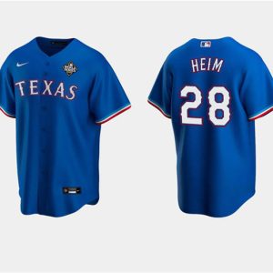 Texas Rangers #28 Jonah Heim Royal 2023 World Series Stitched Jersey