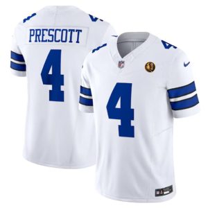 Dallas Cowboys #4 Dak Prescott White 2023 F.U.S.E. With John Madden Patch Vapor Limited Stitched Jersey