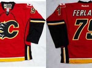 Flames #79 Michael Ferland Red Home Stitched Jersey