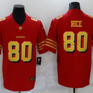 San Francisco 49ers #80 Jerry Rice Red Gold Vapor Untouchable Limited Stitched Jersey