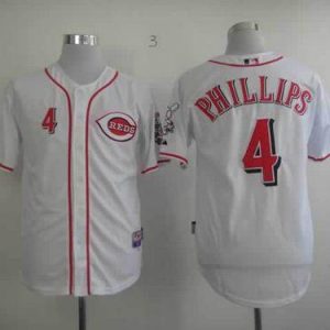 Reds #4 Brandon Phillips Stitched White Jersey