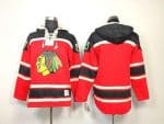 Blackhawks Blank Red Sawyer Hooded Sweatshirt Stitched Jersey