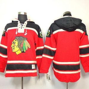 Blackhawks Blank Red Sawyer Hooded Sweatshirt Stitched Jersey