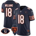 Chicago Bears #18 Caleb Williams Navy F.U.S.E. With Illinois And No. 51 Patch Stitched Jersey
