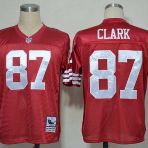 Mitchell And Ness 49ers #87 Dwight Clark Red Stitched Throwback Jersey