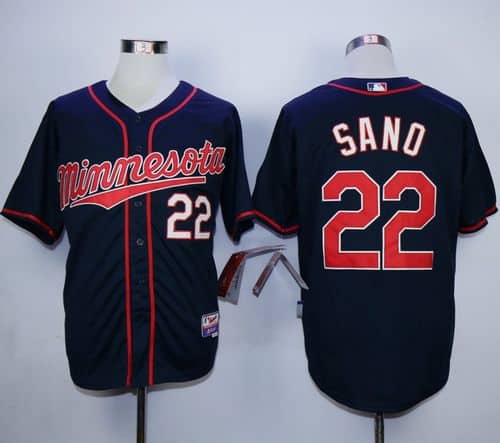 Twins #22 Miguel Sano Navy Blue Cool Base Stitched Jersey