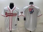 Tampa Bay Buccaneers White Team Big Logo With Patch Cool Base Stitched Baseball Jersey