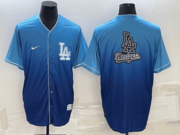 Los Angeles Dodgers Blue Team Big Logo Cool Base Stitched Jersey