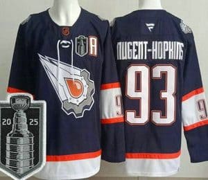 Edmonton Oilers #93 Ryan Nugent Hopkins Navy Alternate 2025 Stanley Cup Final Authentic Jersey