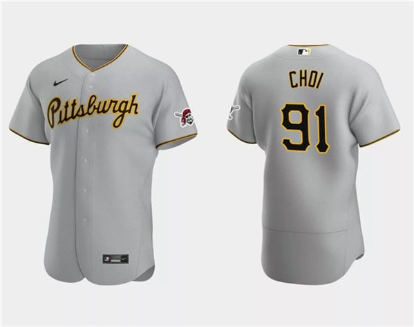 Pittsburgh Pirates #91 Ji Man Choi Gray Flex Base Stitched Jersey