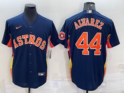 Houston Astros #44 Yordan Alvarez Navy With Patch Cool Base Stitched Jersey
