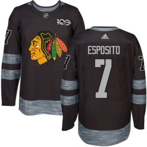 Blackhawks #7 Tony Esposito Black 1917-2017 100th Anniversary Stitched Jersey