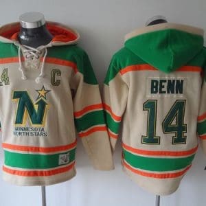 Stars #14 Jamie Benn Cream Sawyer Hooded Sweatshirt Stitched Jersey