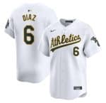 Oakland Athletics #6 Jordan Diaz White Home Limited Stitched Jersey