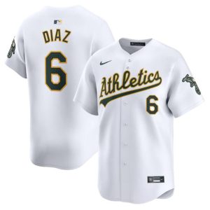 Oakland Athletics #6 Jordan Diaz White Home Limited Stitched Jersey