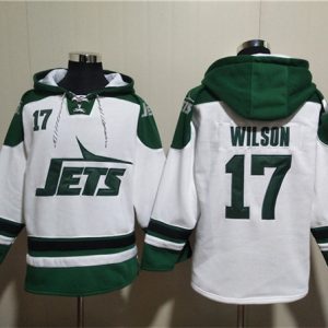 New York Jets #17 Garrett Wilson White Ageless Must-Have Lace-Up Pullover Hoodie