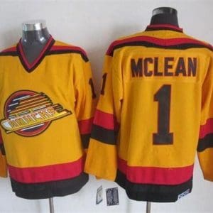 Canucks #1 Kirk Mclean Gold CCM Throwback Stitched Jersey