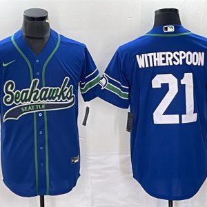 Seattle Seahawks #21 Devon Witherspoon Royal Throwback Cool Base Stitched Jersey