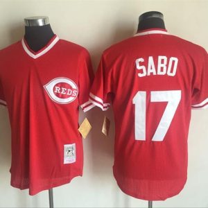 Cincinnati Reds #17 Chris Sabo Mitchell And Ness Red 1990 Throwback Stitched Jersey