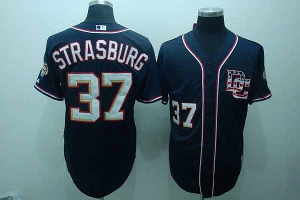 Nationals #37 Stephen Strasburg Blue Stitched Jersey