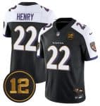 Baltimore Ravens #22 Derrick Henry Black Alternate 2025 F.U.S.E Jacoby Jones Patch Vapor Limited Jersey