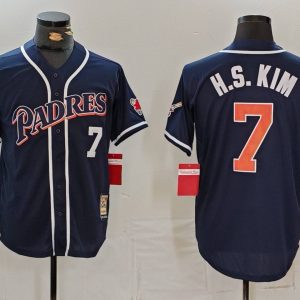 San Diego Padres #7 Ha-Seong Kim Navy Cool Base Stitched Jersey