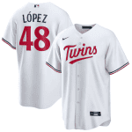 Minnesota Twins #48 Jorge L¨®pez White Cool Base Stitched Jersey