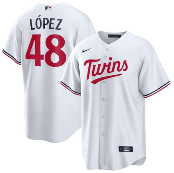 Minnesota Twins #48 Jorge L¨®pez White Cool Base Stitched Jersey