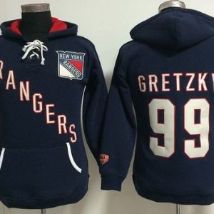 New York Rangers #99 Wayne Gretzky Navy Blue Old Time Heidi NHL Hoodie
