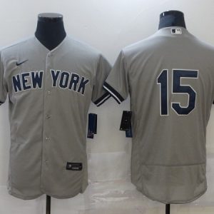 New York Yankees #15 Thurman Munson Grey Flex Base Stitched Jersey