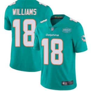 Miami Dolphins #18 Preston Williams Aqua With 347 Shula Patch 2020 Vapor Untouchable Limited Stitched Jersey